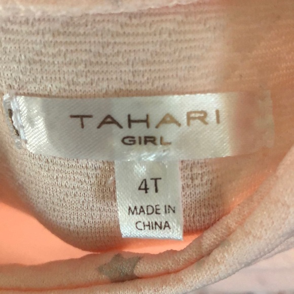 TAHARI GIRL PINK RUFFLED DRESS 4 T STARS - Picture 6 of 7